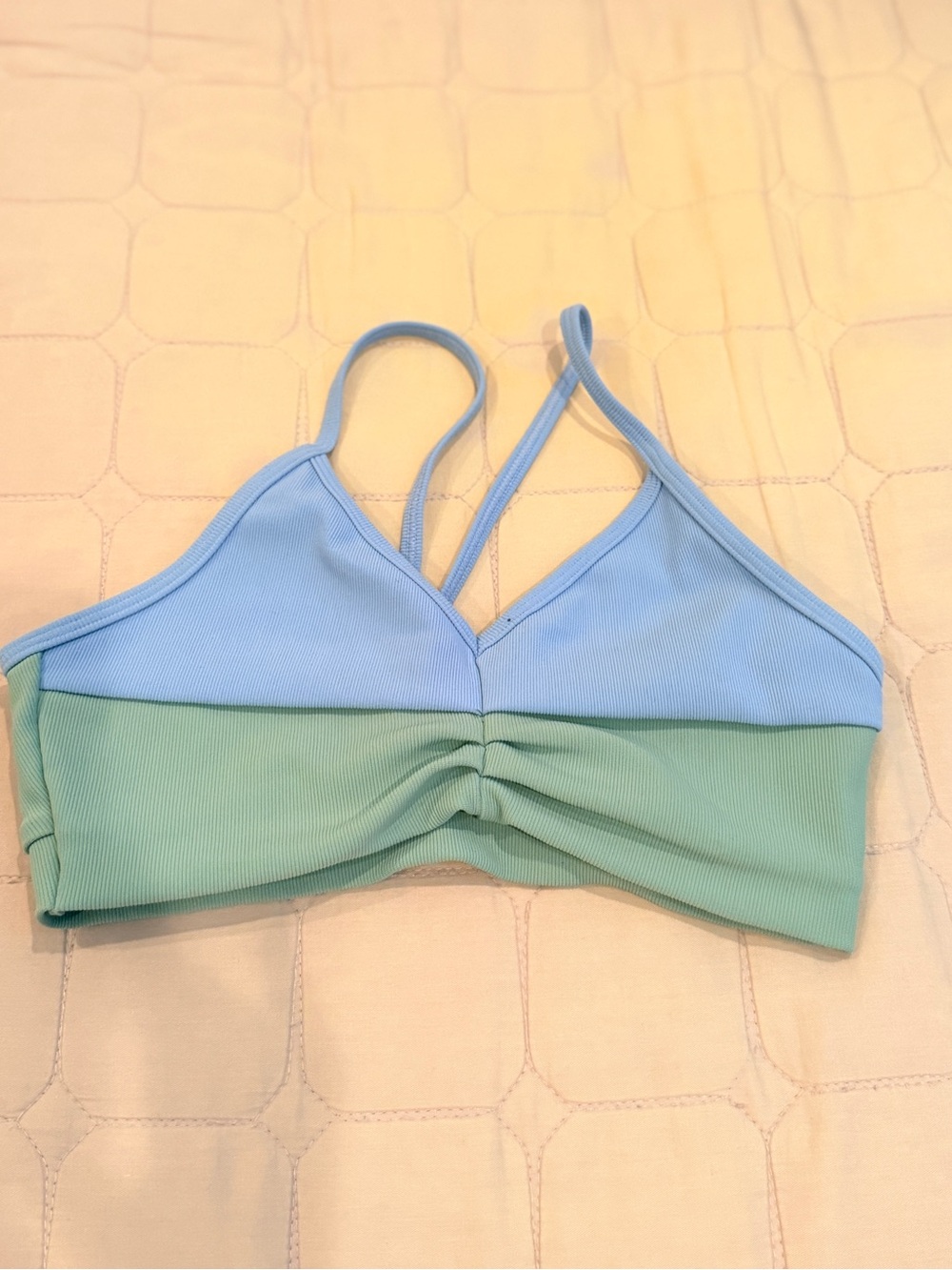 Pastel Blue & Mint Seam Ruched Bralette